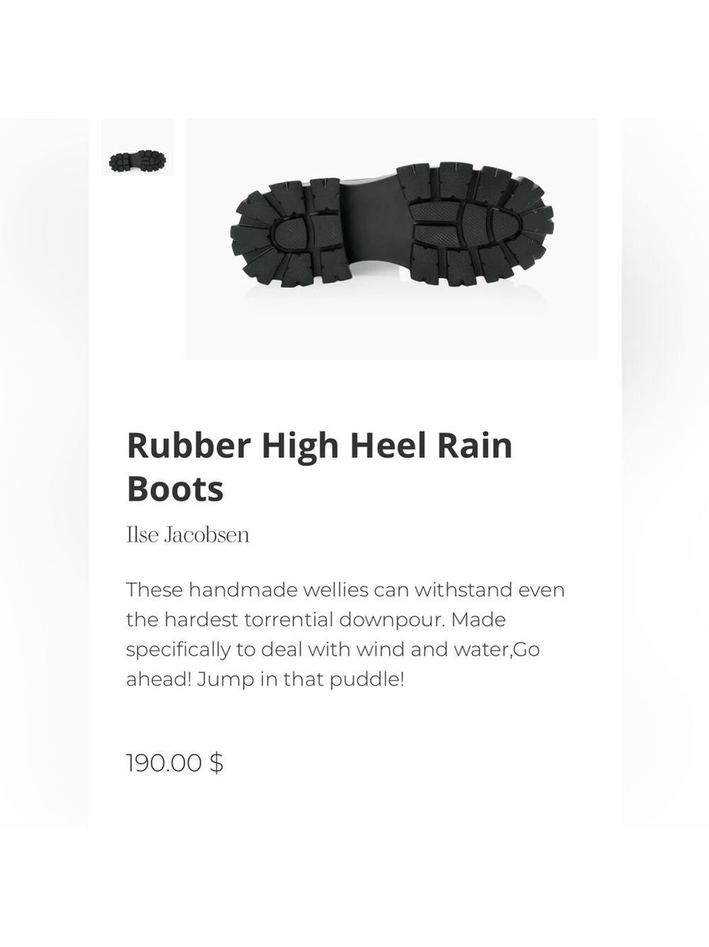 ILSE JACOBSEN Black Winter Rain Boots with Chunky Sole NWT size 7 - Picture 8 of 11